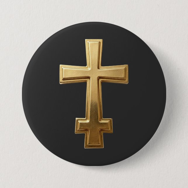 Badge Rond 7,6 Cm croix orthodoxe (Devant)
