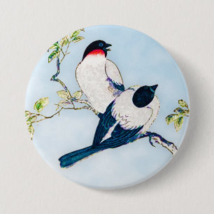 Badge Rond 7,6 Cm Croquis d'encre japonaise vintage