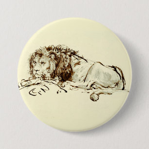 Badge Rond 7,6 Cm Croquis vintage d'encre Rembrandt / Dessin d'un li
