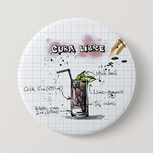 Badge Rond 7,6 Cm Cuba Libre (Devant)