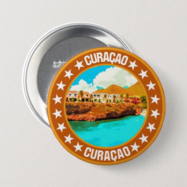 Badge Rond 7,6 Cm Curaçao (Devant & derrière)