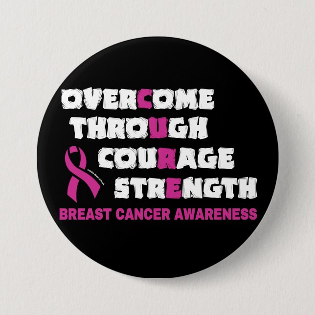 Badge Rond 7,6 Cm CURE...Cancer du sein (Devant)