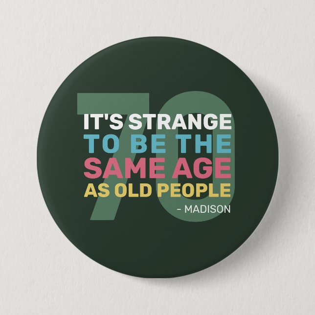 Badge Rond 7,6 Cm Custom Age & Name Funny Senior Birthday (Devant)