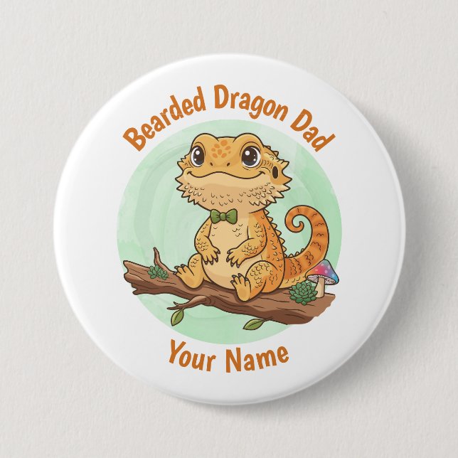 Badge Rond 7,6 Cm Custom Bearded Dragon Dad Button (Devant)
