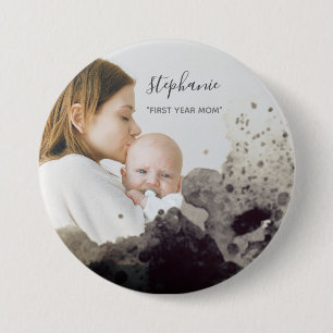 Badge Rond 7,6 Cm Custom First Year mom Photo Sparkling Overlay