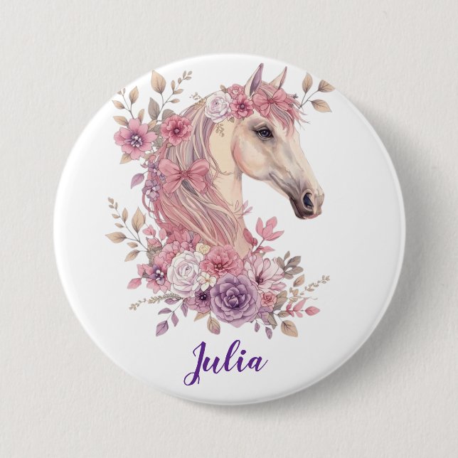 Badge Rond 7,6 Cm Customizable Pretty Ponies and Petals (Devant)
