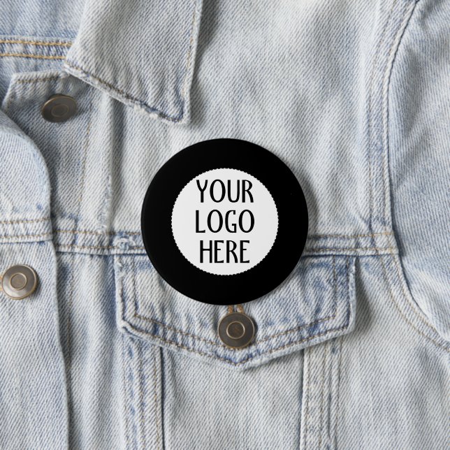 Badge Rond 7,6 Cm Customize Your Black White company logo (En situation)