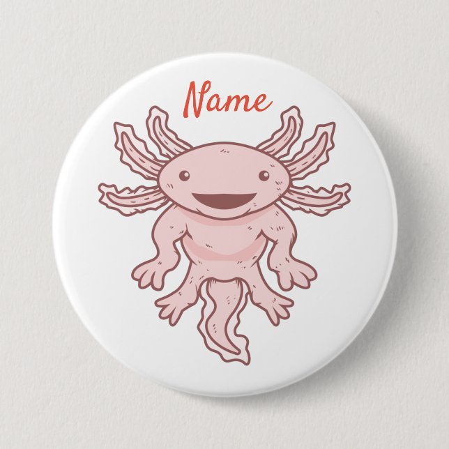 Badge Rond 7,6 Cm Cute Axolotl rose Thunder_Cove (Devant)