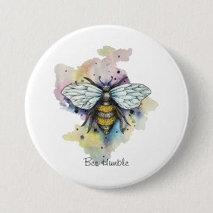 Badge Rond 7,6 Cm Cute Bee And Rainbow Wash