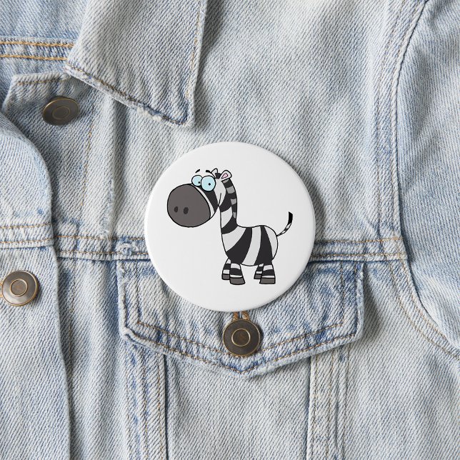 Badge Rond 7,6 Cm Cute Cartoon Zebra Funny Animal Character (Créateur téléchargé)