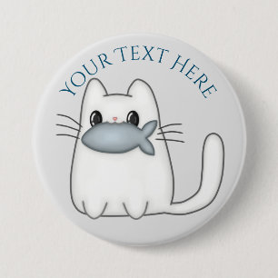 Badge Rond 7,6 Cm Cute chat avec un poisson Prix