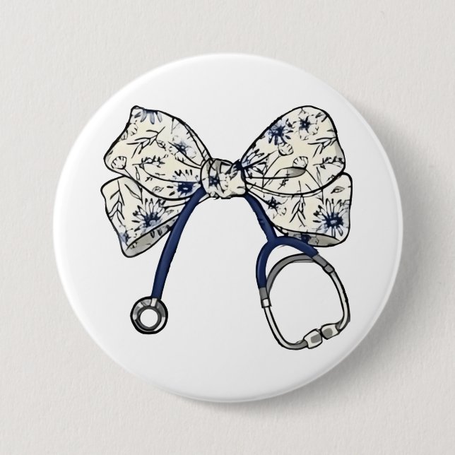 Badge Rond 7,6 Cm Cute Coquette Bow Coquette Bow Nurse Nurse (Devant)