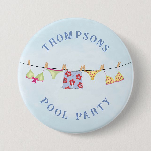 Badge Rond 7,6 Cm Cute Custom Family Whimsun Pool Party (Devant)