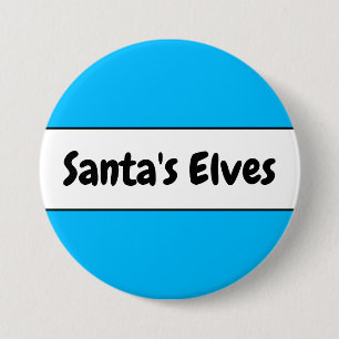 Badge Rond 7,6 Cm Cute Fun Sky Blue Santa's Elves Christmas Stripes