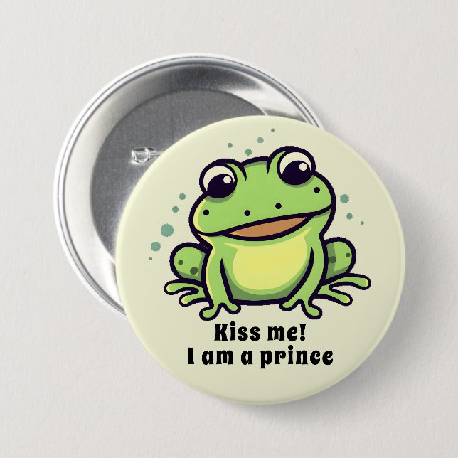 Badge Rond 7,6 Cm Cute grenouille m'embrasser (Devant & derrière)