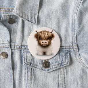 Badge Rond 7,6 Cm Cute Highlands Scottish Cow