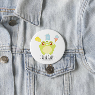 Badge Rond 7,6 Cm Cute I Love Dairy Traite Frog