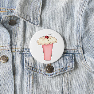 Badge Rond 7,6 Cm Cute Kawaii Cupcake Milkshake avec cerise