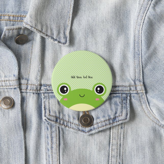 Badge Rond 7,6 Cm Cute Kawaii Grenouille personnalisée Peek-a-Boo (En situation)