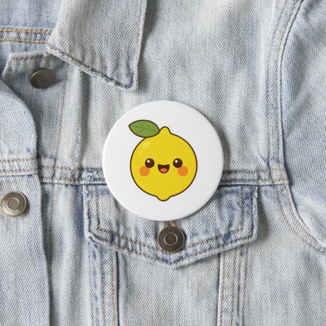 Badge Rond 7,6 Cm Cute Kawaii Lemon (En situation)