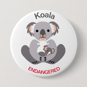 Badge Rond 7,6 Cm Cute - KOALA - Graphique animal en danger -