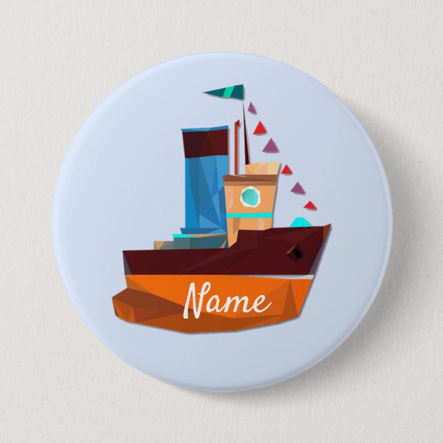 Badge Rond 7,6 Cm Cute Minuscule remorqueur Thunder-Cove (Devant)