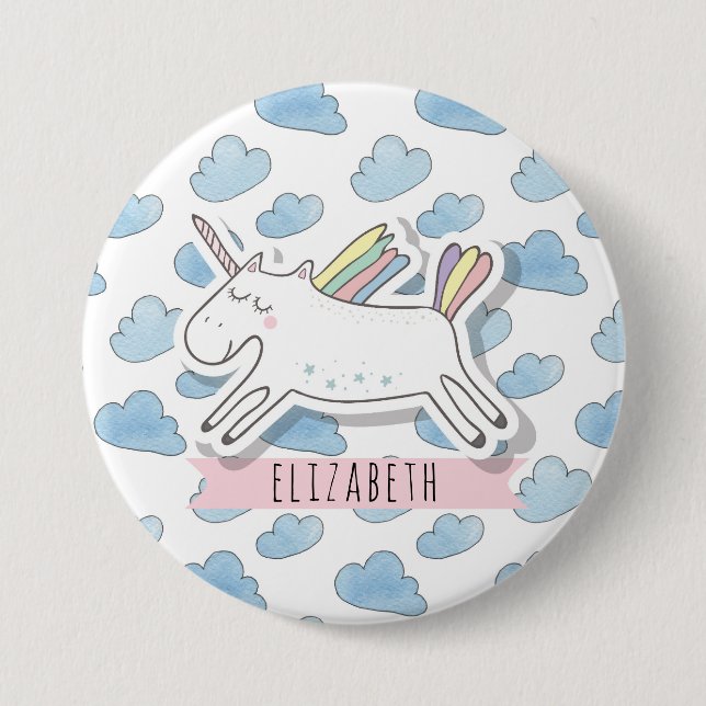 Badge Rond 7,6 Cm Cute pastel unicorn. Fille. Animal drôle magique (Devant)