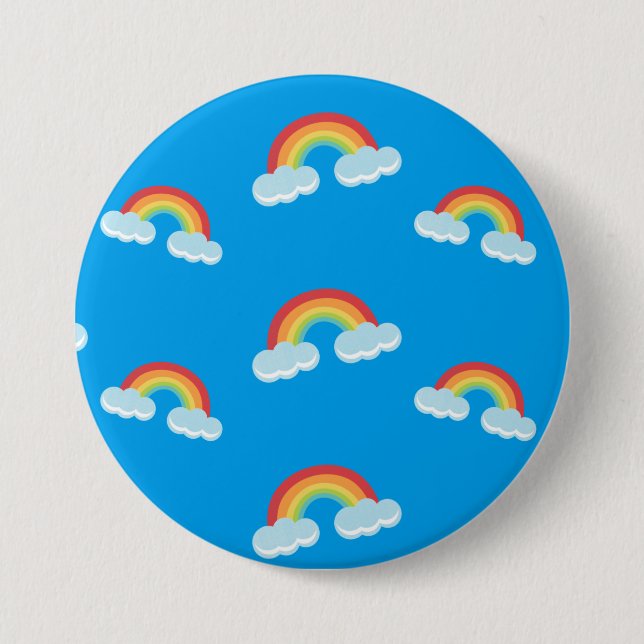 Badge Rond 7,6 Cm Cute Rainbow with Clouds Pattern (Devant)