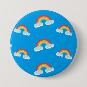 Badge Rond 7,6 Cm Cute Rainbow with Clouds Pattern