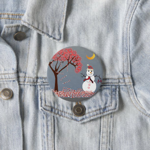 Badge Rond 7,6 Cm Cute Snowman