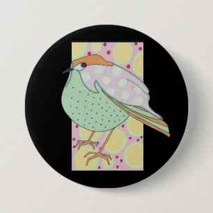 Badge Rond 7,6 Cm Cute Stylé Pastel Songbird encadré