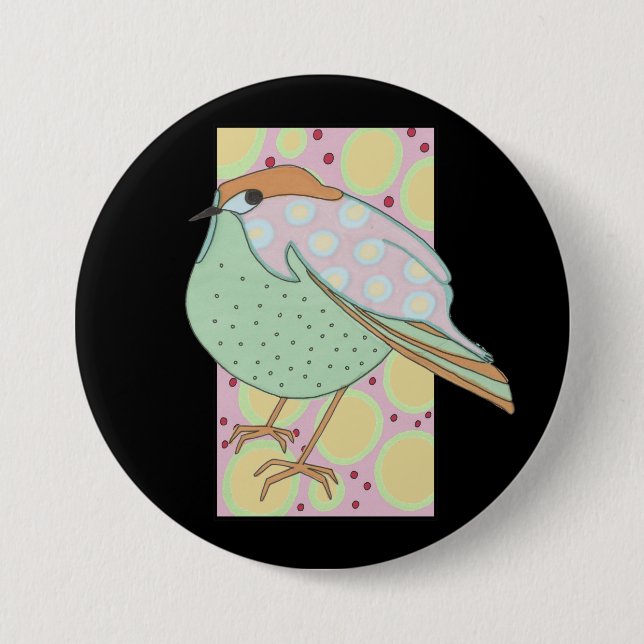 Badge Rond 7,6 Cm Cute Stylé Pastel Songbird encadré (Devant)