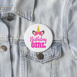 Badge Rond 7,6 Cm Cute Unicorn ANNIVERSAIRE FILLE
