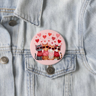 Badge Rond 7,6 Cm Cute Valentine Chats en Lunettes de soleil Coeur