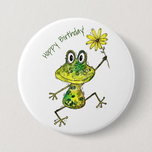 Badge Rond 7,6 Cm Cute Whimsical Happy Frog