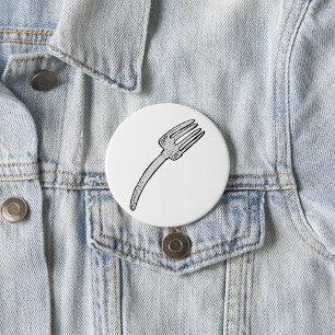 Badge Rond 7,6 Cm Cutlerie Rustique Vintage Fork Retro
