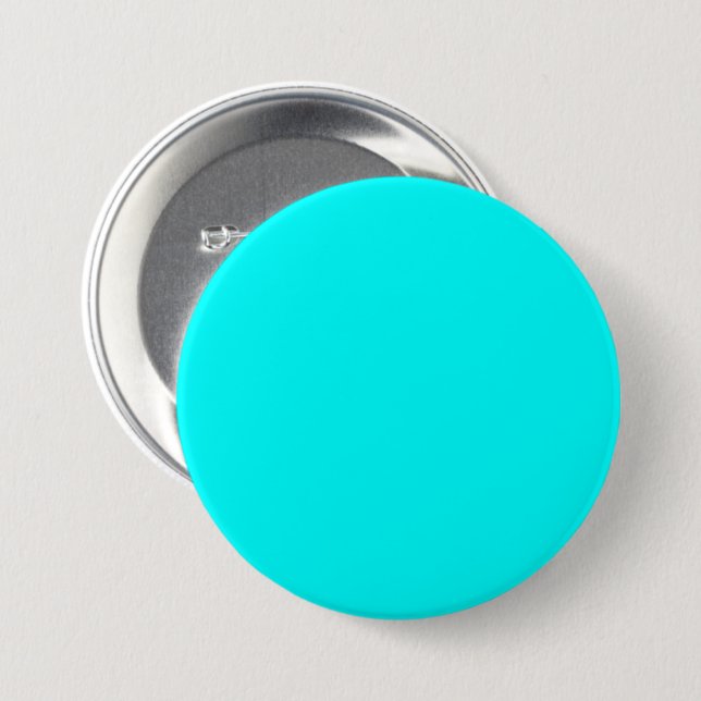 Badge Rond 7,6 Cm Cyan / Aqua Blue 00FFFF couleur - Option pour ajou (Devant & derrière)