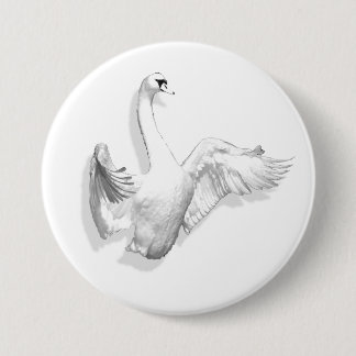 Badge Rond 7,6 Cm Cygne blanc - bouton
