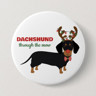 Badge Rond 7,6 Cm Dachshund À travers la neige mignonne Doxie Reinde