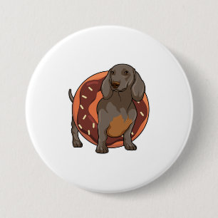 Badge Rond 7,6 Cm Dachshund avec Donut