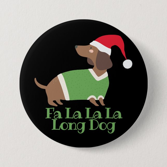Badge Rond 7,6 Cm Dachshund drôle de Noël (Devant)