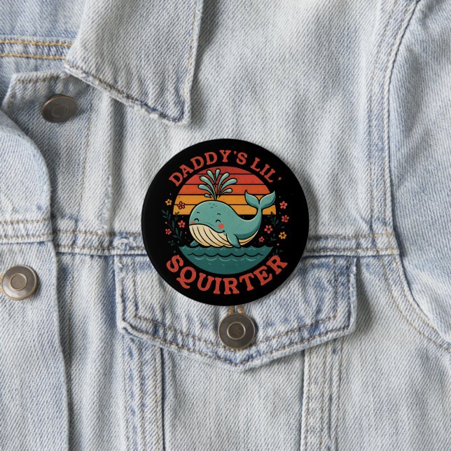 Badge Rond 7,6 Cm Daddy Little Whale (En situation)