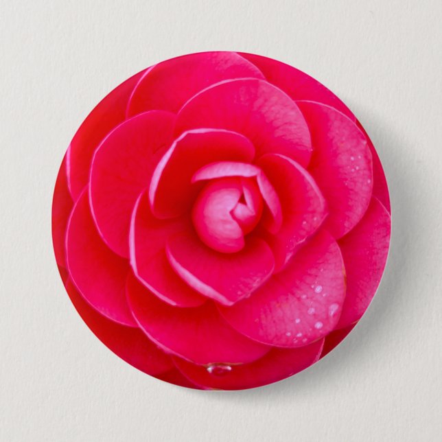 Badge Rond 7,6 Cm Dahlia Rose Chaud  (Devant)