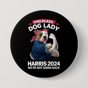 Badge Rond 7,6 Cm Dame Chien Sans Enfant Vote Kamala Élection 2024