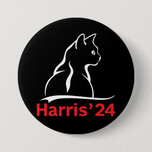 Badge Rond 7,6 Cm Dames de chat pour Kamala Chat 2024 Présidente Kam