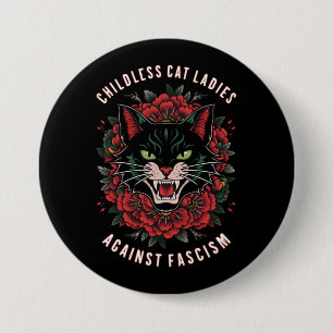 Badge Rond 7,6 Cm Dames de chat sans enfants contre le fascisme 