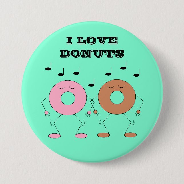 Badge Rond 7,6 Cm Dancing Donuts Mint Green (Devant)