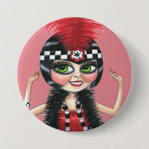 Badge Rond 7,6 Cm Dancing Flapper Girl Roaring Vingt ans
