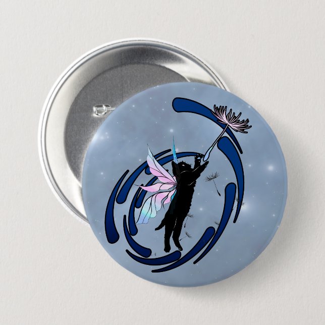 Badge Rond 7,6 Cm Dandelion de chat cosmique (Devant & derrière)