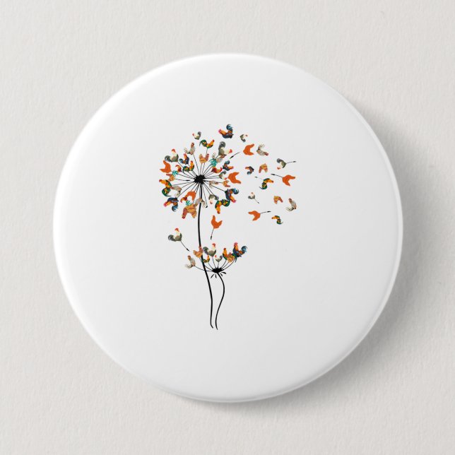 Badge Rond 7,6 Cm Dandelion Poulet Fleur Floral Poulet farine (Devant)
